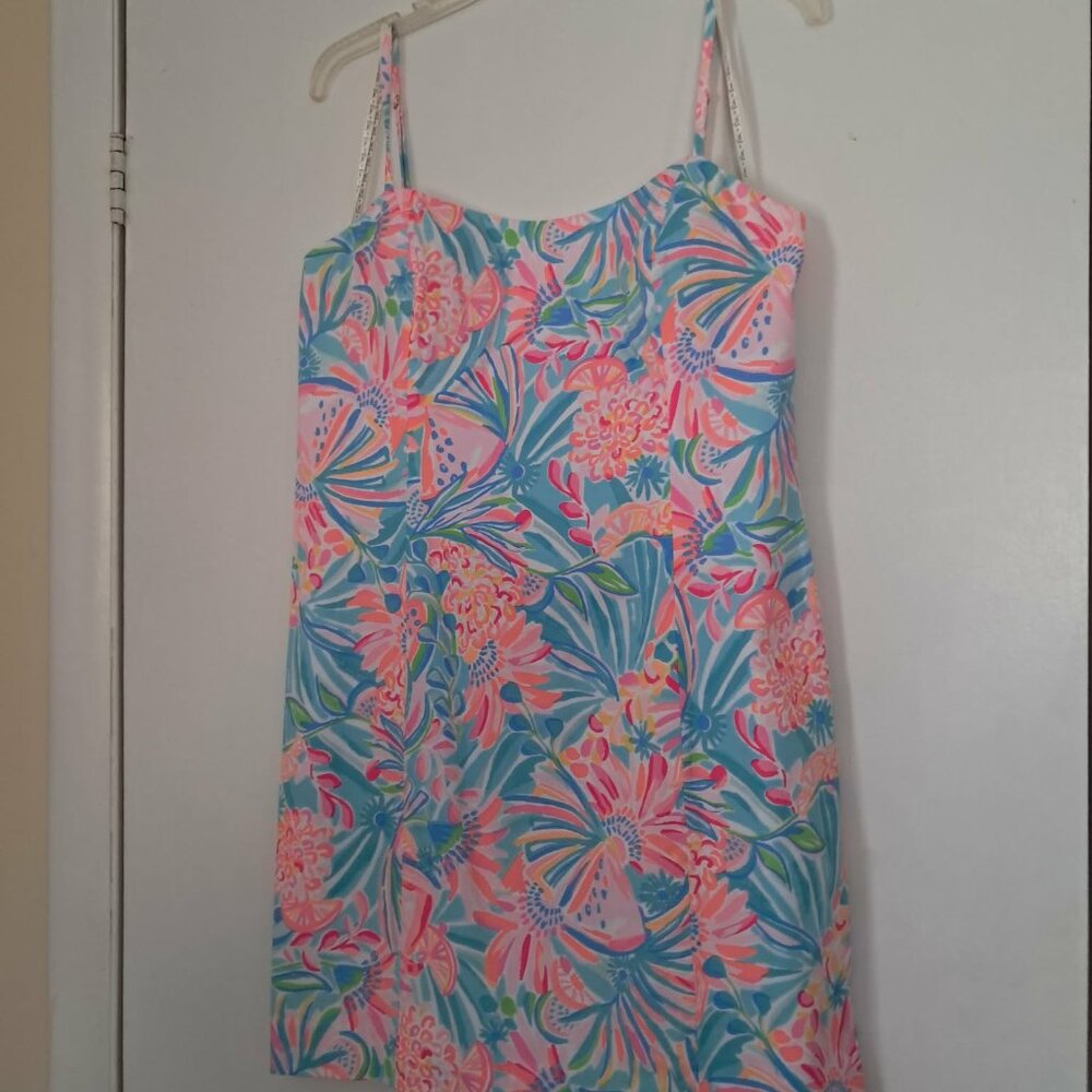 NEW Lilly Pulitzer Shelli Stretch Dress Tropical Punch Sz 14 XL Vacation Ready!